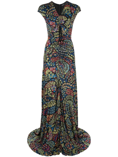 Etro Miss Pure Paisley-print Jersey Maxi Dress In Black