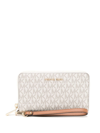 Michael Michael Kors Monogram Zip Leather Wallet In Vanilla