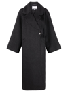 Ganni Oversized Button-fastening Coat In Black