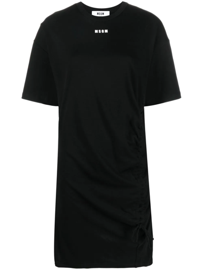 Msgm Logo-print Cotton T-shirt Dress In Multi-colored