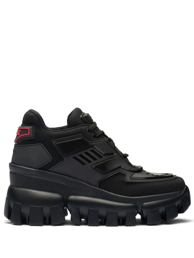 Prada Cloudbust Thunder Woven Trainers In Black