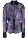 Dsquared2 Floral Printed Semi-sheer Buttoned Shirt In Blau