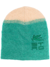 Etro Logo-embroidered Knitted Beanie In Grün