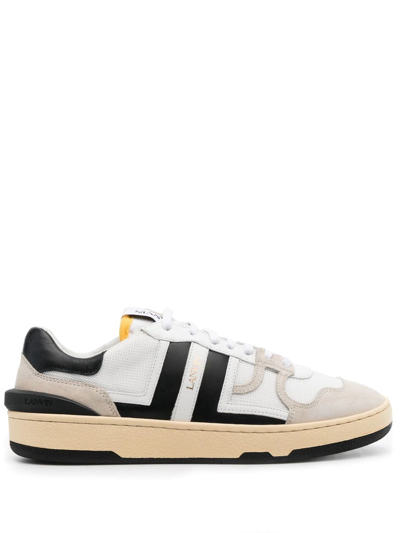 Lanvin Panelled Lace-up Trainers In White/black