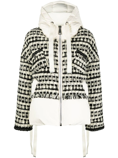 Khrisjoy Black Tweed Puffer Jacket In Multi-colour