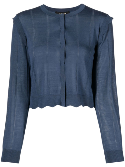 Paule Ka Laine Scallop-trim Cardigan In Blau