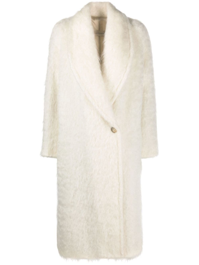 Gentry Portofino Textured Single-breasted Coat In Burro