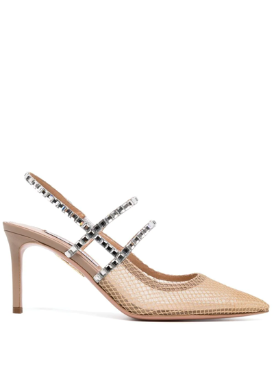 Aquazzura Martini Leather Pumps In Nude