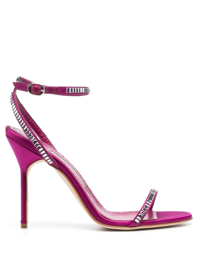 Manolo Blahnik Crinastra Crystal-embellished Sandals In Pink