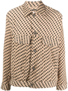Song For The Mute Woven-print Button-up Jacket In Nude