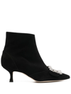 MANOLO BLAHNIK BEYLOW CRSYTAL-EMBELLISHED ANKLE BOOTS