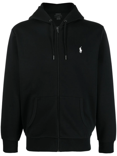 Polo Ralph Lauren Embroidery-logo Pullover Hoodie In Black