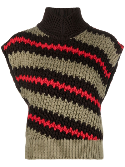 Ferragamo High Neck Gilet In Green