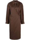 Lemaire Twisted Dress With Straight Collar And Buttons In Burgundy