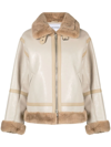 Stand Studio Raina Faux Leather Jacket With Eco Fur Trims In Weiss
