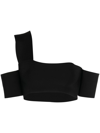Alexander Mcqueen Sleeveless Off Shoulder Bandage Fitted Top In Schwarz