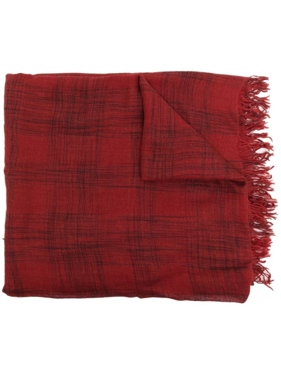 Faliero Sarti Check-pattern Virgin-wool Scarf In Rot
