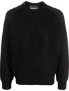 Neil Barrett Hybrid Cable-knit Rollneck Sweater In Nero