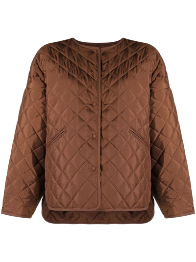 Totême Recycled Polyester Oversized Quilted Jacket In Brown
