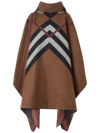 Burberry Chevron Check-jacquard Cashmere Poncho In Dark Birch Brown Pat