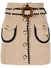 CORMIO BELTED BUTTON-UP WOOL SKIRT