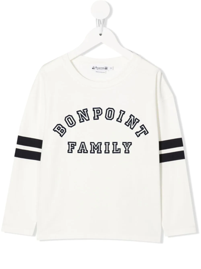 Bonpoint Kids' Logo印花长袖t恤 In White