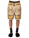 Moschino "teddy" Graphic Print Bermuda Shorts With Side Pockets In Multicolor