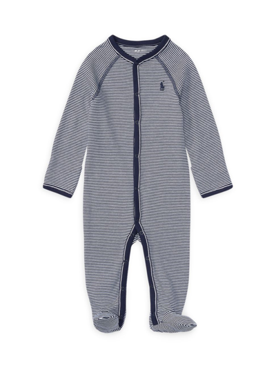 Polo Ralph Lauren Baby Boy's Striped Cotton Jersey Footie In French Navy