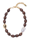 LIZZIE FORTUNATO WOMEN'S PRAIRIE GOLDTONE, 20-30MM CULTURED FRESHWATER BAROQUE PEARL, & WOOD BEADED NECKLACE