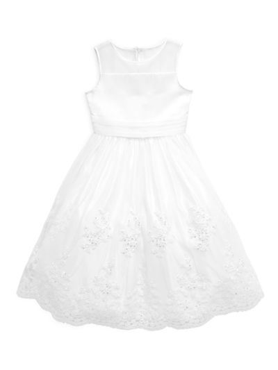 Us Angels Kids' Little Girl's & Girl's Mia Embroidered Satin Dress In White