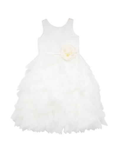 Us Angels Kids' Little Girl's Peony Tulle Tiered Dress In Ivory