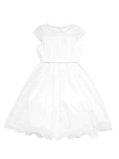 Us Angels Kids' Little Girl's & Girl's Viola Point D'esprit Mesh Dress In White