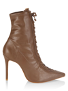 Schutz Tennie Bear Brown Pointed-toe Lace-up Booties