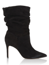 Schutz Ashlee Nubuck High-heel Boots In Black