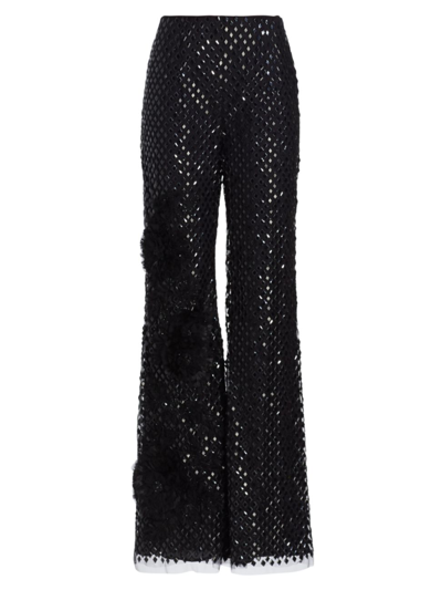 Alberta Ferretti Sequined Party Pants In Black