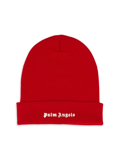 Palm Angels Logo Wool Beanie In Red White