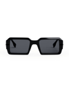 Fendi Graphy 52mm Rectangular Sunglasses In Black
