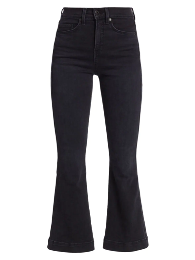 Veronica Beard Carson High-rise Stretch Flared Ankle Jeans In Washed Onyx