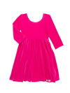 Worthy Threads Girls' Stretch Velvet Twirly Dress - Little Kid, Big Kid In Hot Pink