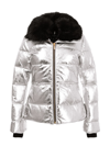 Gorski Apres-ski Metallic Jacket With Toscana Lamb Collar In Silver