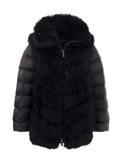 Gorski Cashmere Goat Puffer With Detachable Sleeves In Black