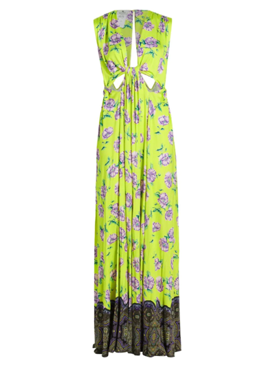 Etro Floral Cut-out Gown In Green