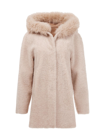Gorski Reversible Shearling Lamb Jacket With Cashmere Goat Trim In Cream