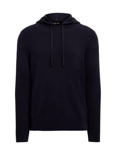 Ralph Lauren Mesh-knit Cashmere Hooded Sweater In College Navy