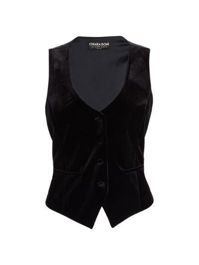 Chiara Boni La Petite Robe Prisca Velvet Vest In Black