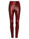 Commando Faux Leather Animal-print Leggings In Red Snake