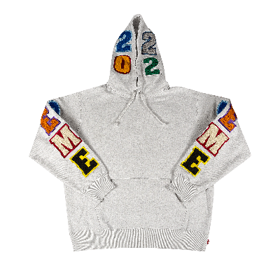 Pre-owned Supreme Team Chenille Hooded Sweatshirt 'ash Grey'