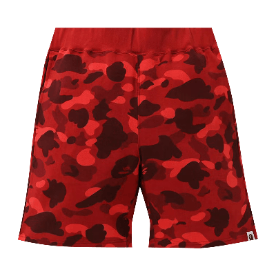 Pre-owned Bape Color Camo Sweat Shorts 'red'