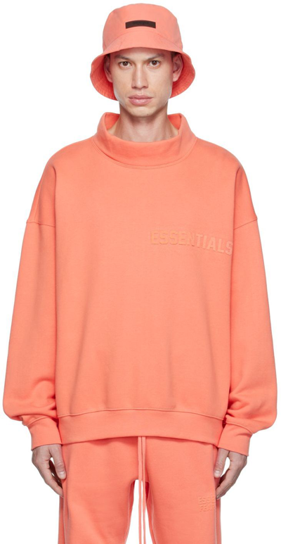 Essentials Pink Mock Neck Sweatshirt In Coral
