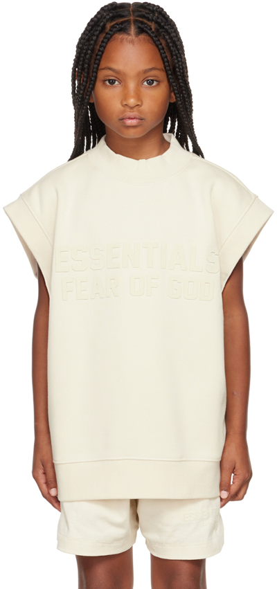 Essentials Kids Off-white Mock Neck Vest In Egg Shell
